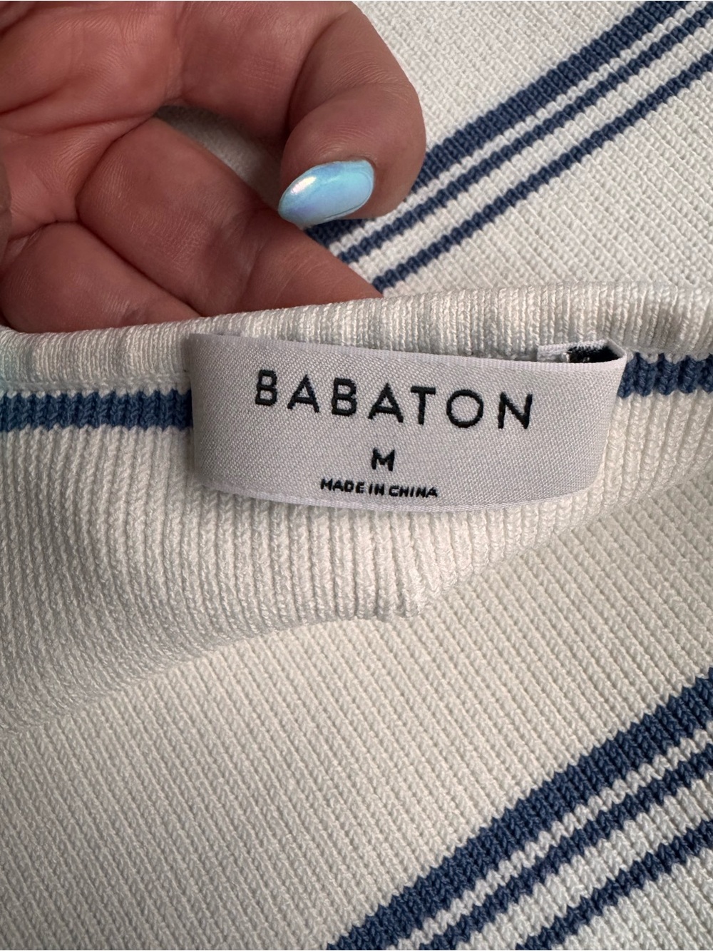 Babaton Cream Cropped Tank with Navy Stripes - Picture 3 of 3